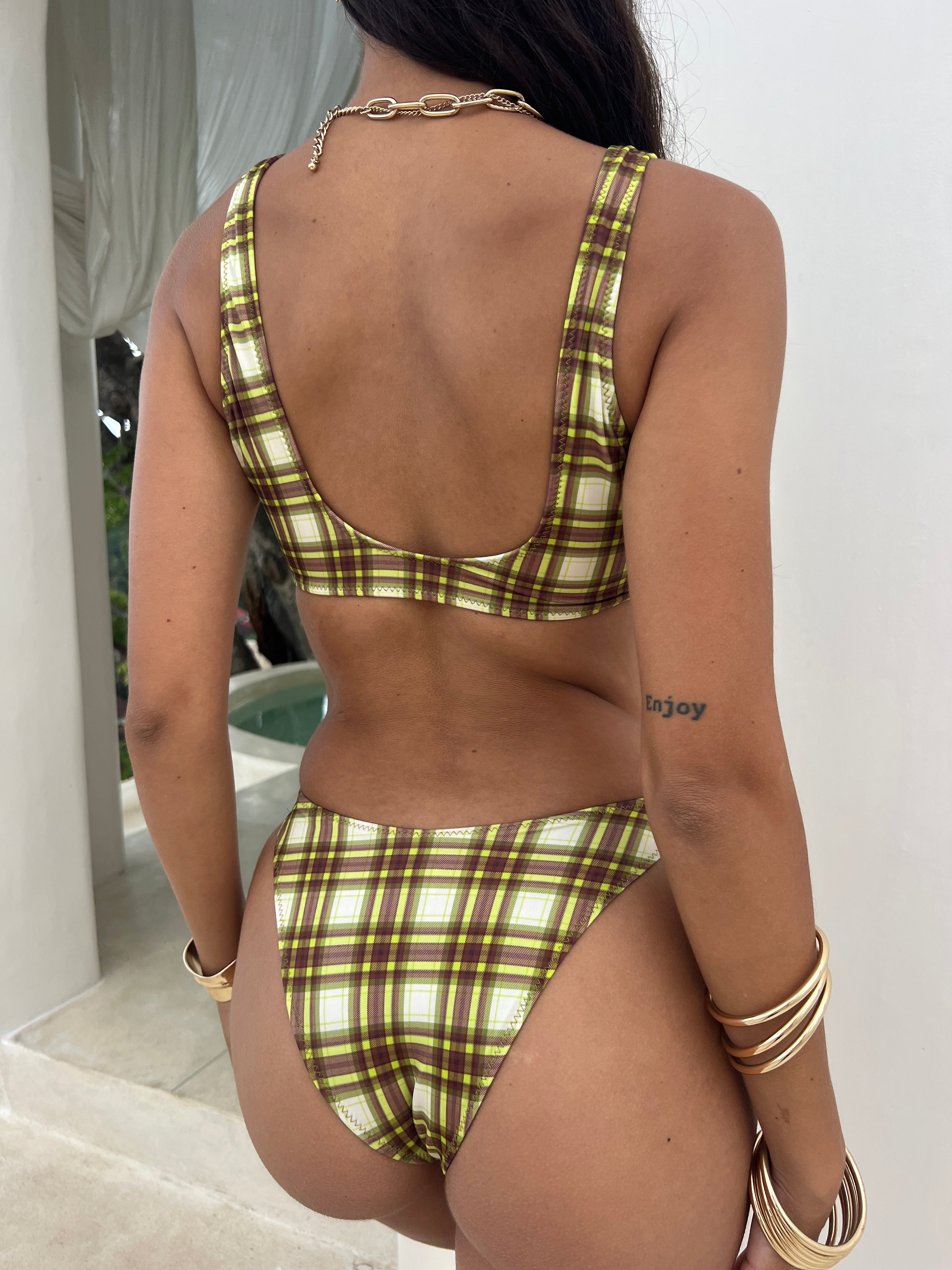 BASIC BOTTOM | ATHENA LIME TARTAN